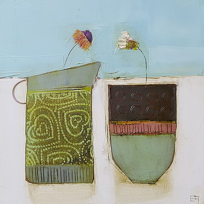 Eithne  Roberts - Green jug and small dark vessel